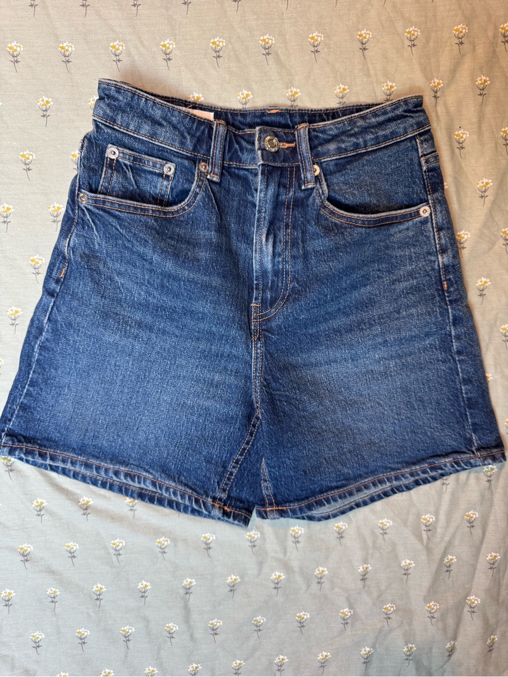 Zara Blue High-Waist Denim Shorts